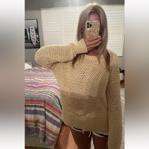 Theory karenia sughero open knit cream Tan slouchy Open Knit sweater women's S - Picture 4 of 15